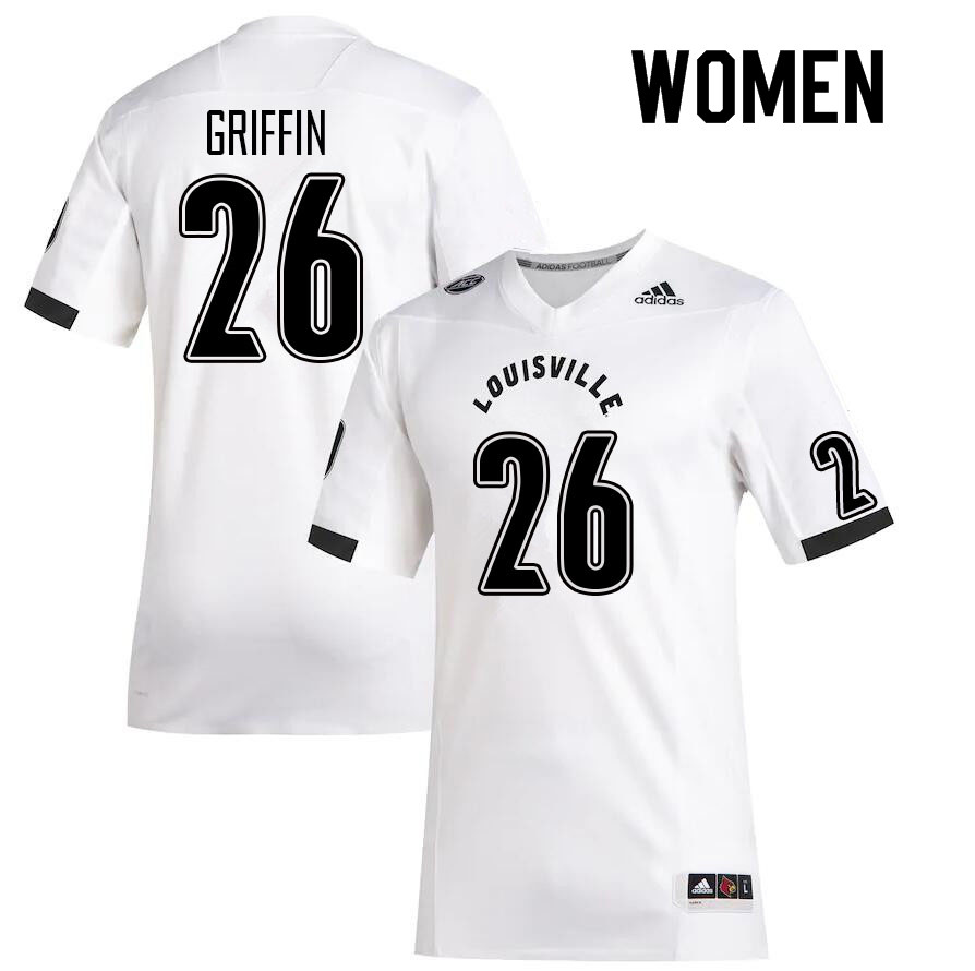 Women #26 M.J. Griffin Louisville Cardinals College Football Jerseys Sale-White - Click Image to Close